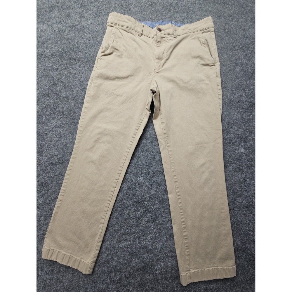 LL Bean Pants Mens 36x28.5" Beige Standard Fit Chino Flat Front Straight Trouser